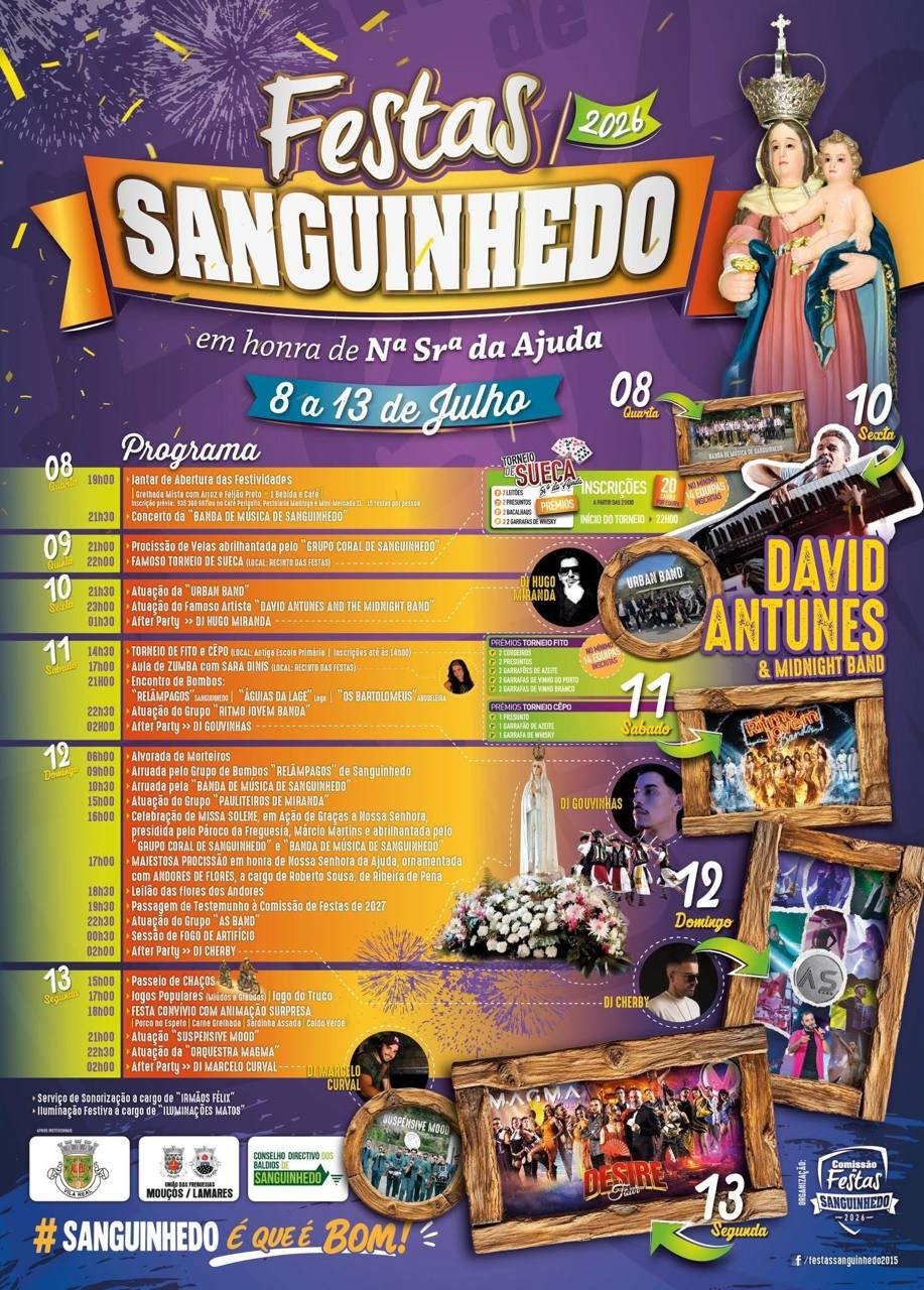 Cartaz Festas de Sanguinhedo 2026 - Sanguinhedo