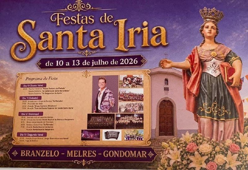Cartaz Festas de Santa Iria 2026 - Branzelo
