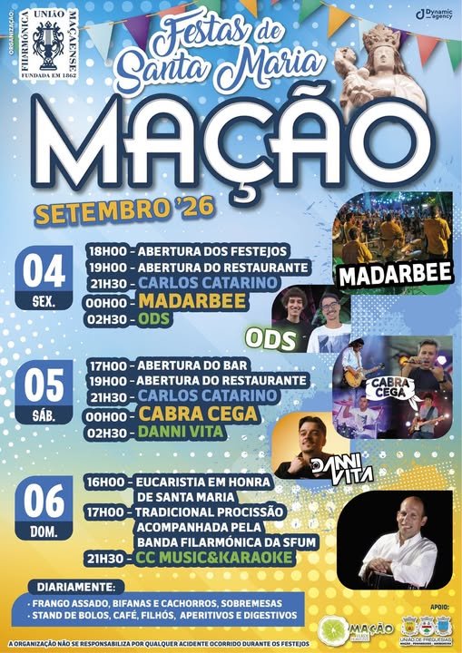 Cartaz Festas de Santa Maria 2026 - Mação
