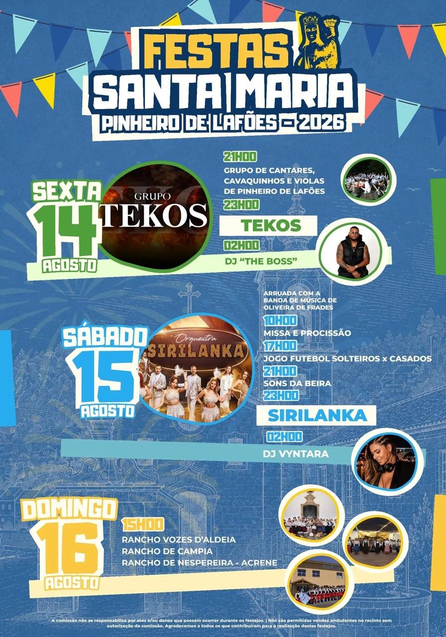 Cartaz Festas de Santa Maria 2026 - Pinheiro de Lafões