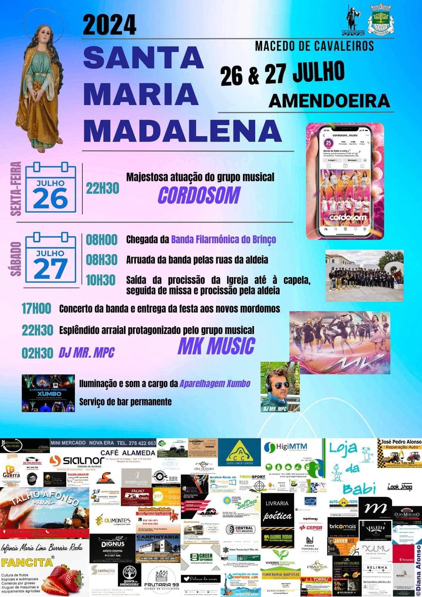 Cartaz Festas de Santa Maria Madalena 2024 - Amendoeira