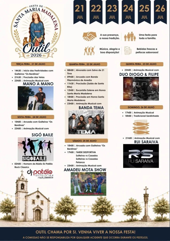Cartaz Festas de Santa Maria Madalena 2026 - Outil