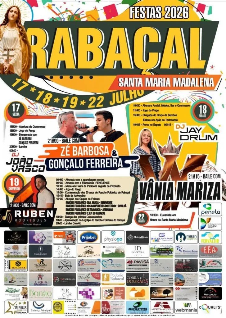 Cartaz Festas de Santa Maria Madalena 2026 - Rabaçal