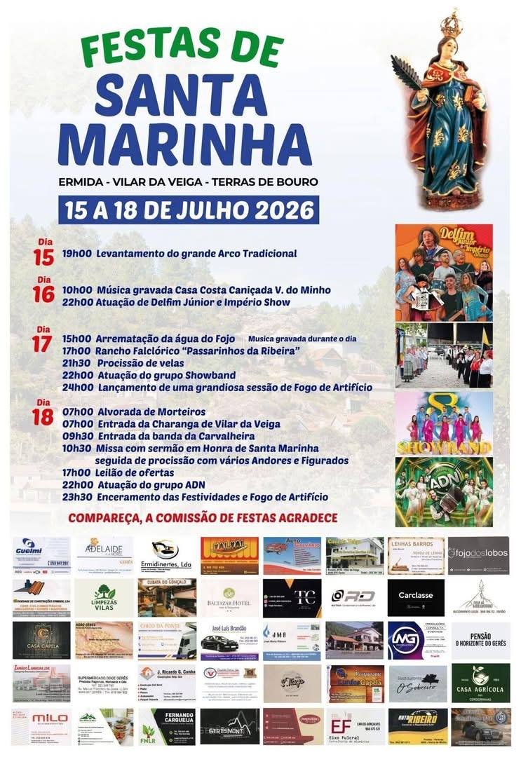 Cartaz Festas de Santa Marinha 2026 - Ermida