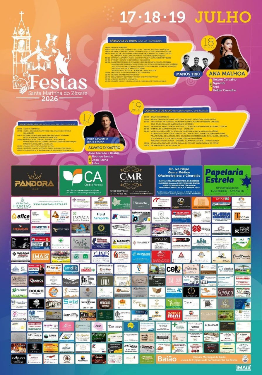 Cartaz Festas de Santa Marinha do Zêzere 2026 - Santa Marinha do Zêzere