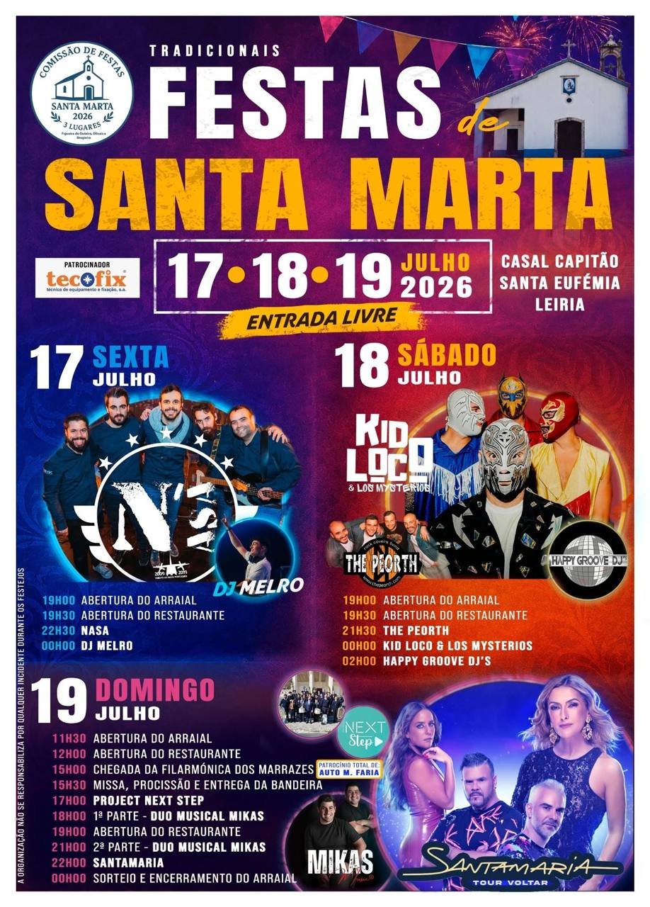 Cartaz Festas de Santa Marta 2026 - Casal Capitão