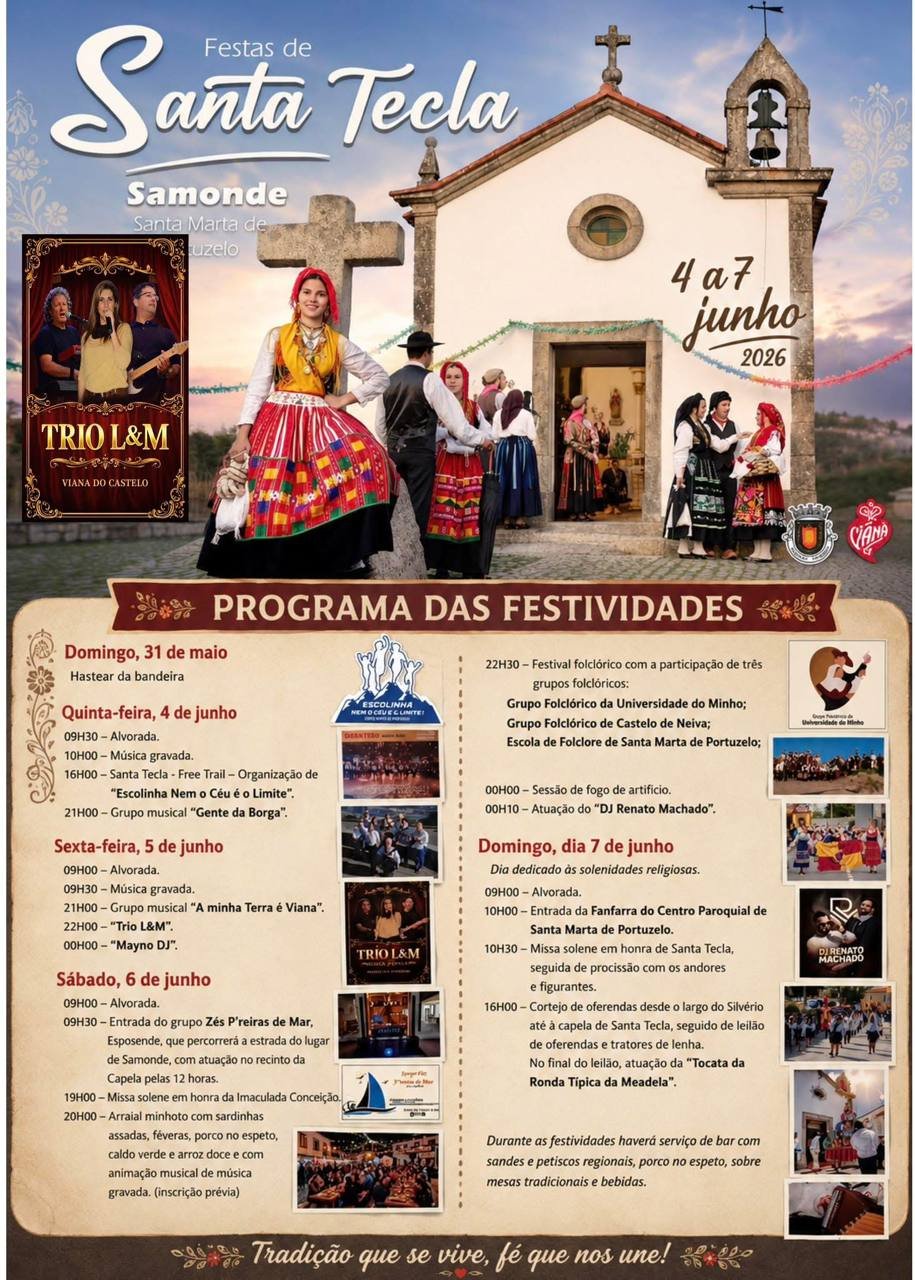 Cartaz Festas de Santa Tecla 2026 - Samonde