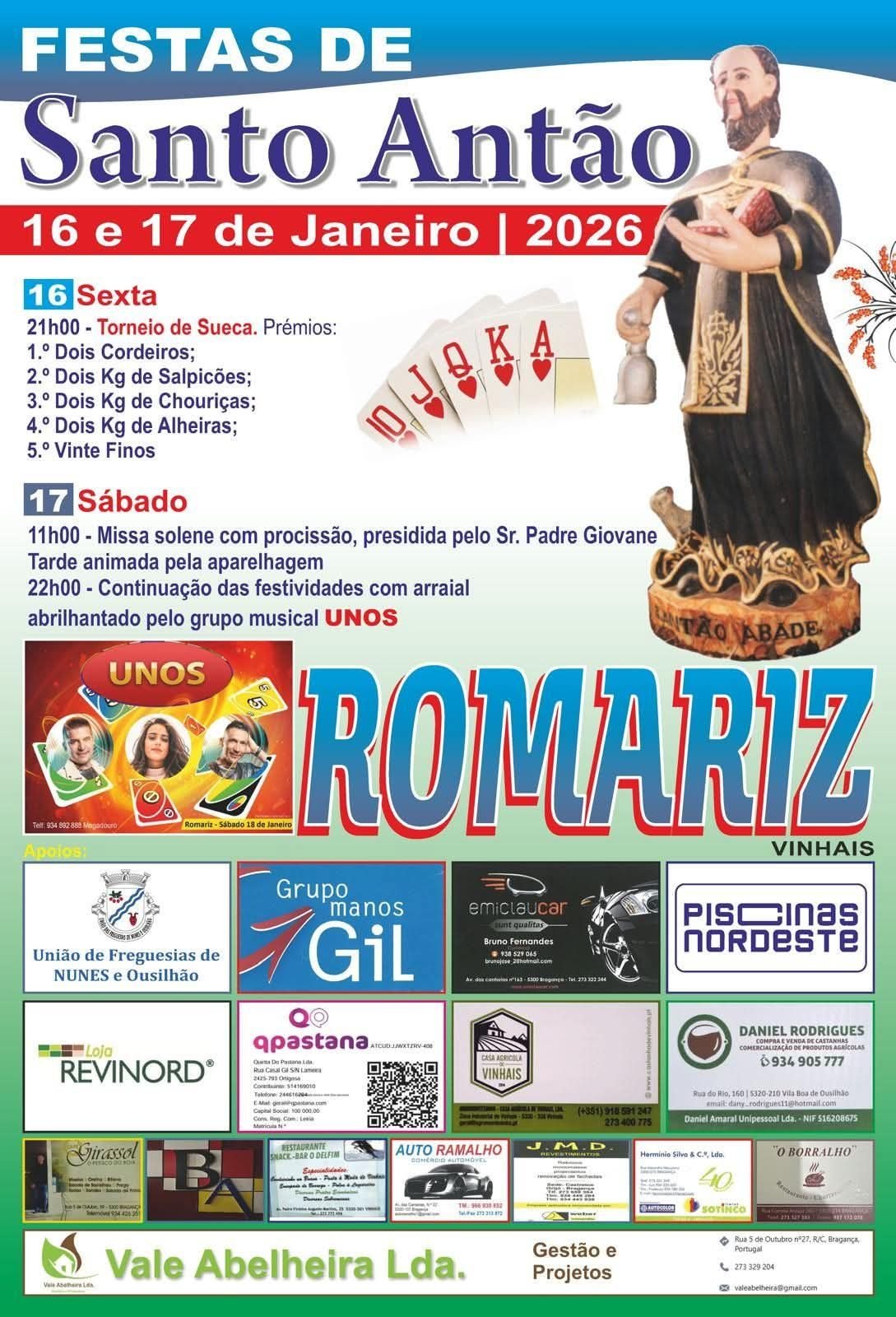 Cartaz Festas de Santo Antão 2026 - Romariz