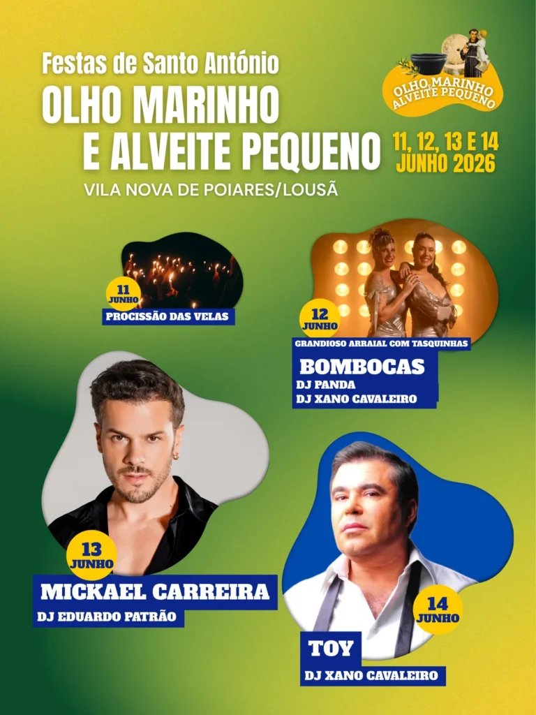 Cartaz Festas de Santo António 2026 - Olho Marinho e Alveite Pequeno