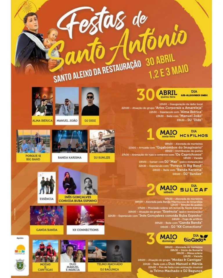 Cartaz Festas de Santo António 2026 - Santo Aleixo da Restauração