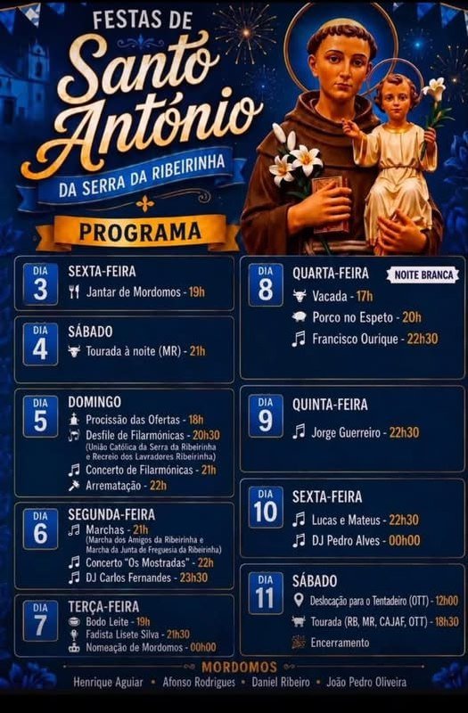 Cartaz Festas de Santo António 2026 - Serra da Ribeirinha