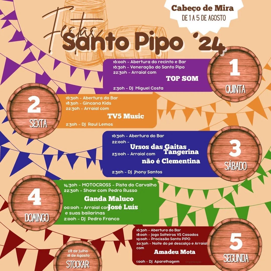 Cartaz Festas de Santo Pipo 2024 - Cabeço de Mira