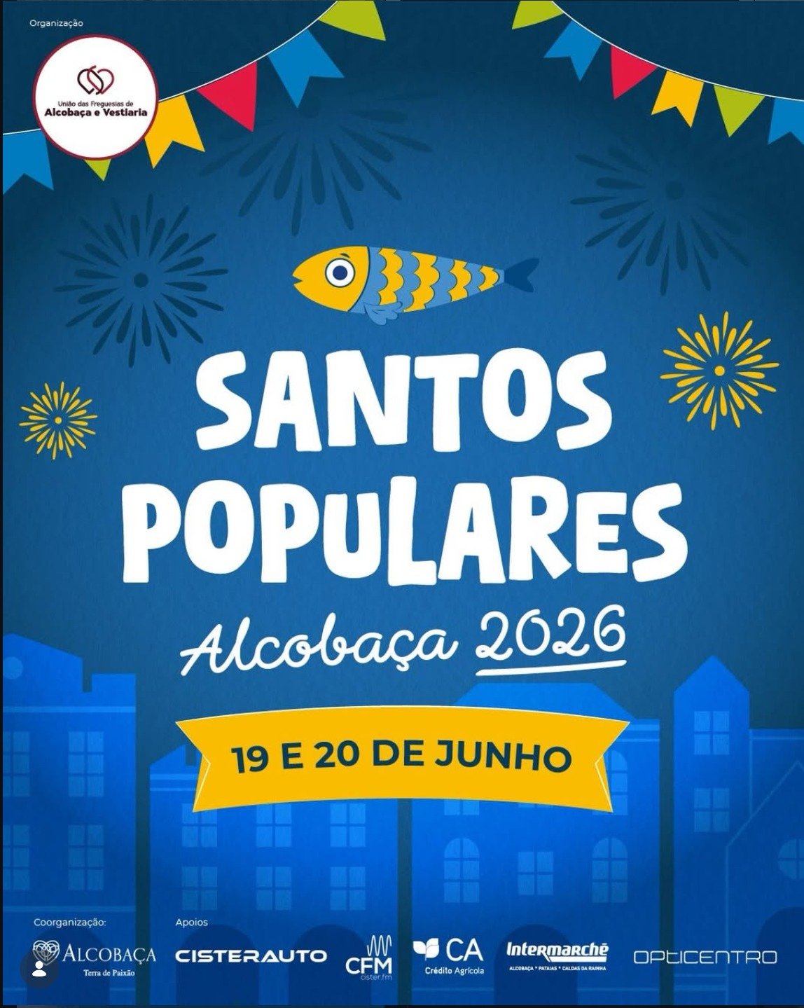 Cartaz Festas de Santos Populares 2026 - Alcobaça