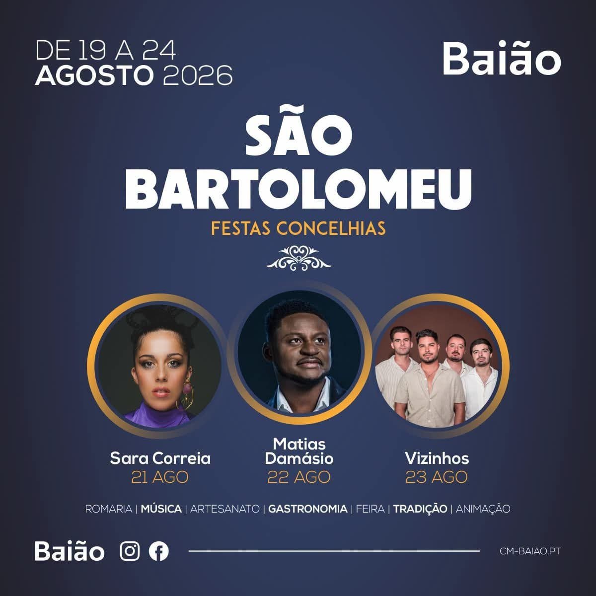 Cartaz Festas de São Bartolomeu 2026 - Baião