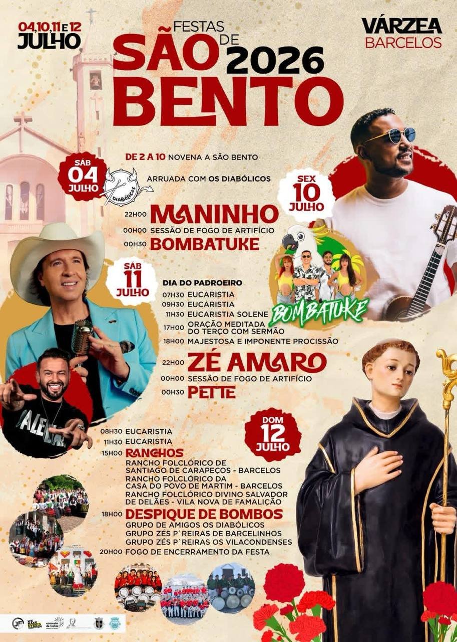 Cartaz Festas de São Bento 2026 - Várzea