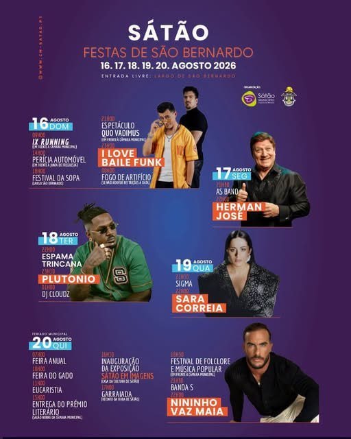 Cartaz Festas de São Bernardo 2026 - Sátão