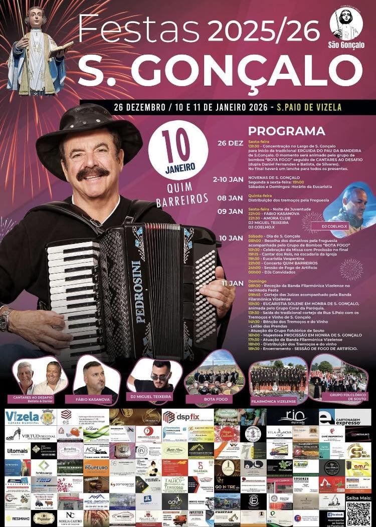 Cartaz Festas de São Gonçalo 2026 - São Paio de Vizela
