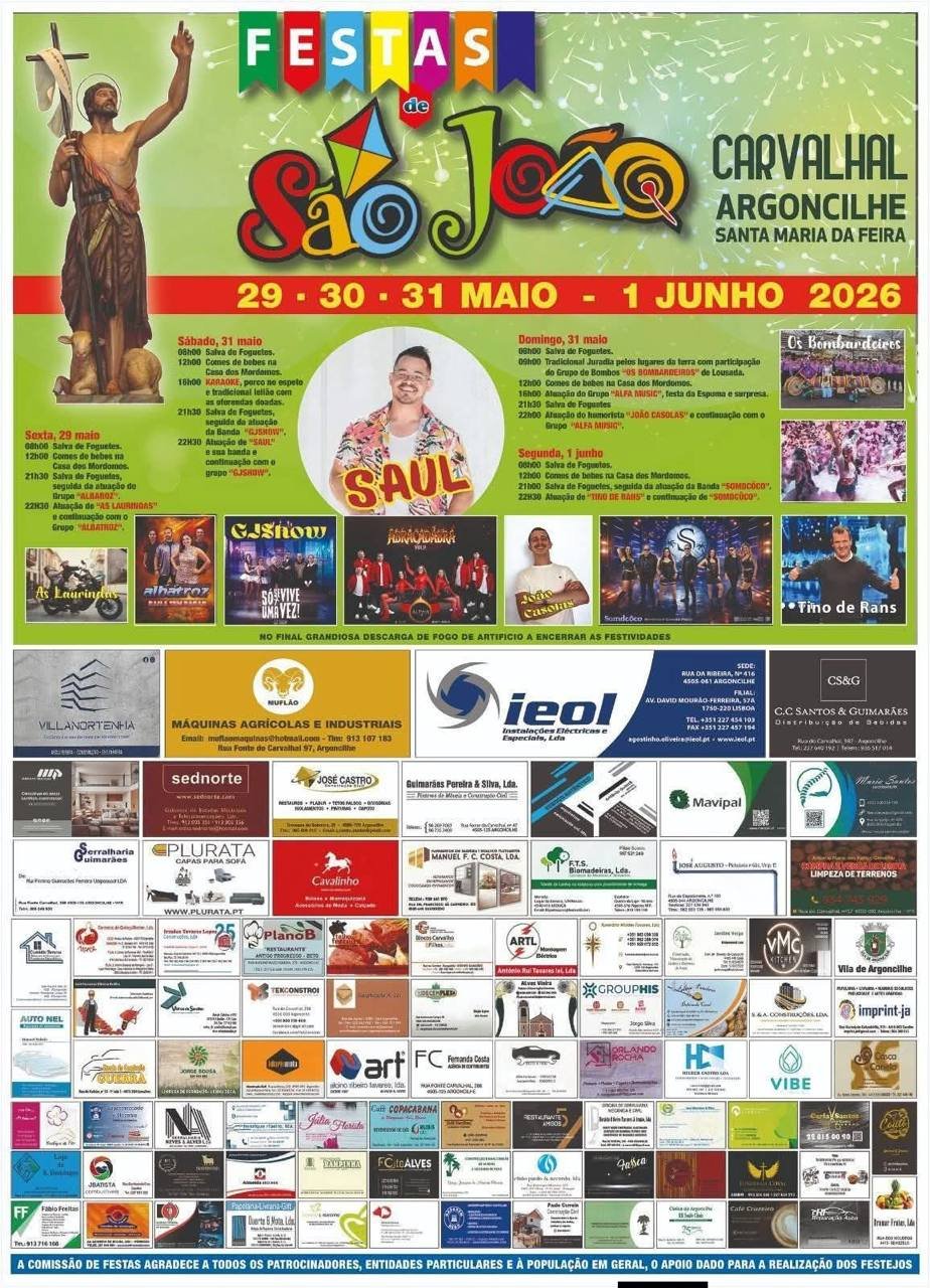 Cartaz Festas de São João 2026 - Carvalhal