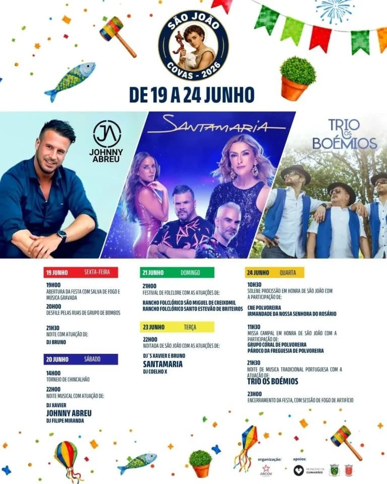 Cartaz Festas de São João 2026 - Covas