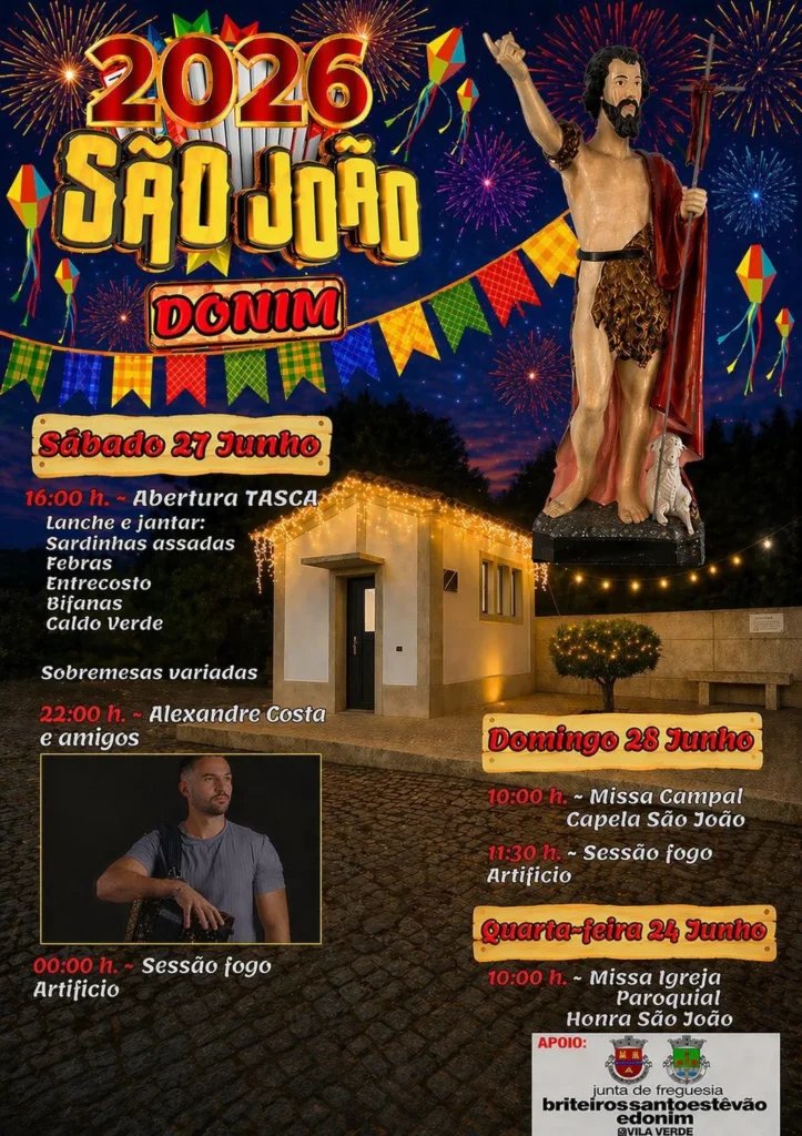 Cartaz Festas de São João 2026 - Donim