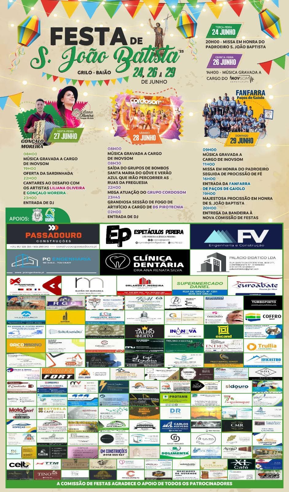 Cartaz Festas de São João Batista 2025 - Baião