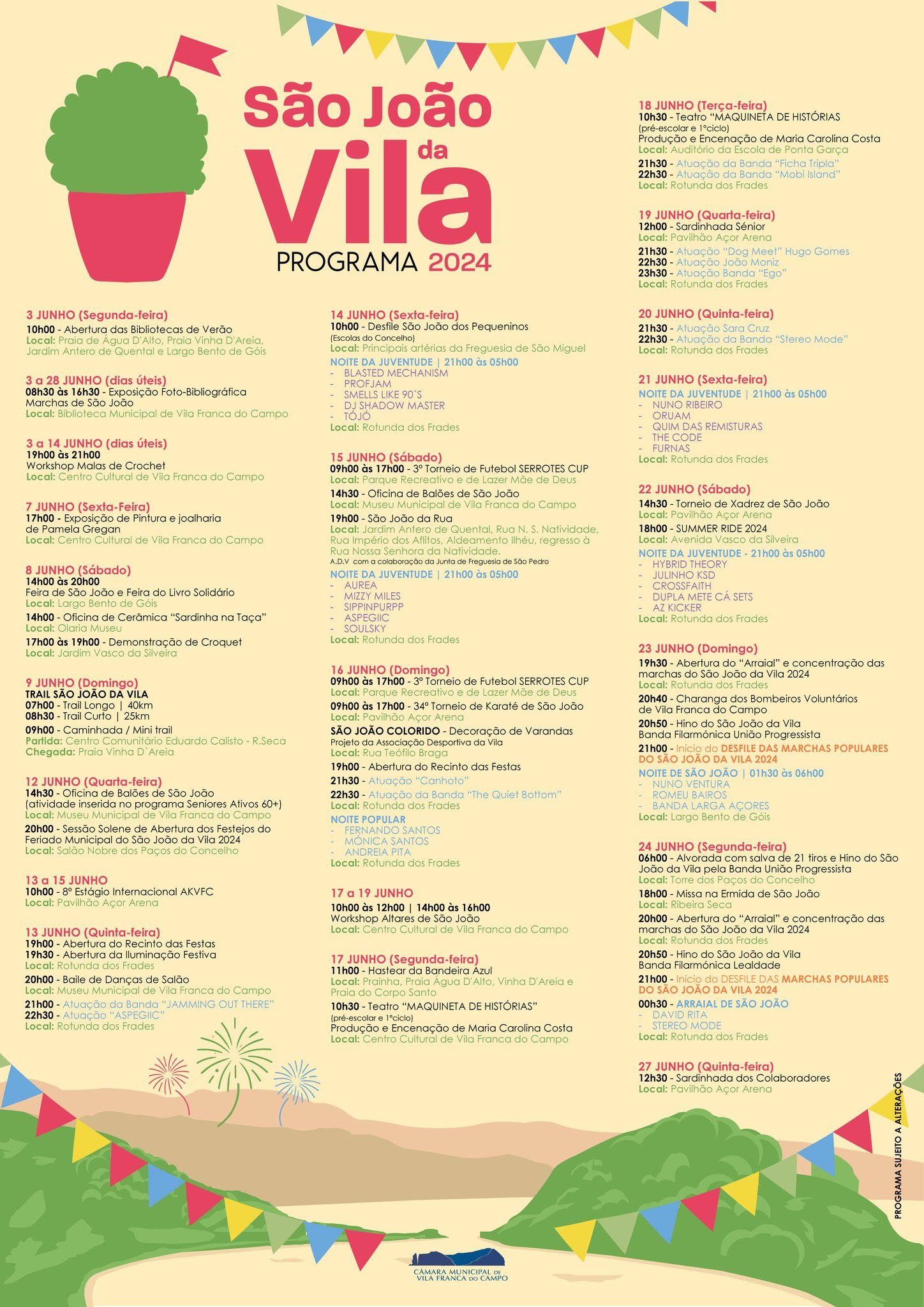 Cartaz Festas de São João da Vila 2024 - Vila Franca do Campo