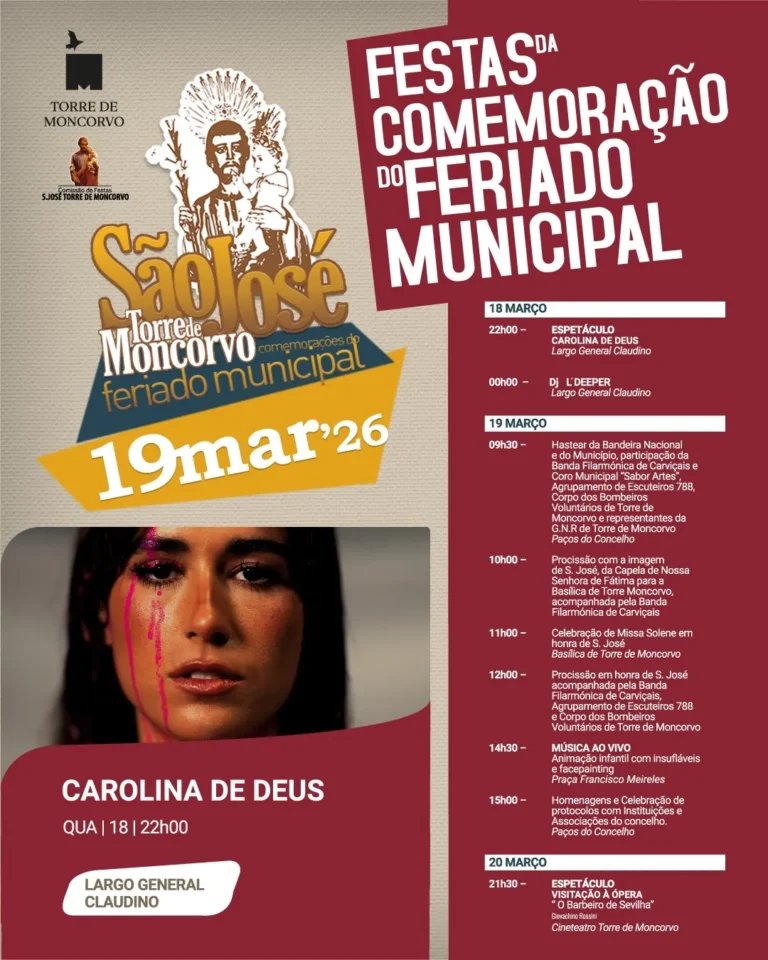 Cartaz Festas de São José 2026 - Torre de Moncorvo