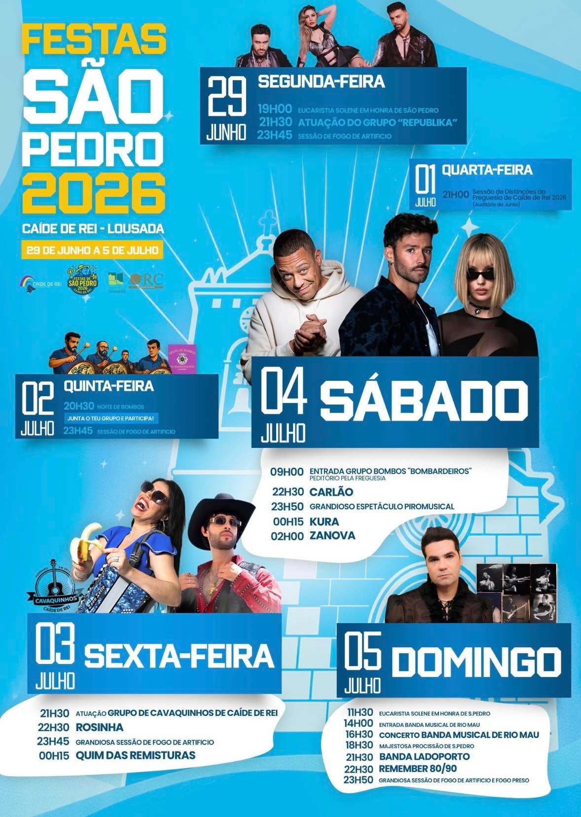 Cartaz Festas de São Pedro 2026 - Caíde de Rei