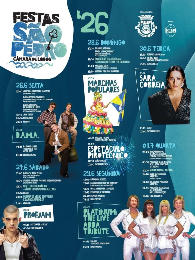 Cartaz Festas de São Pedro 2026 - Câmara de Lobos