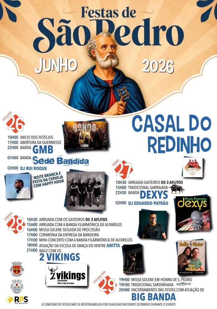 Cartaz Festas de São Pedro 2026 - Casal do Redinho