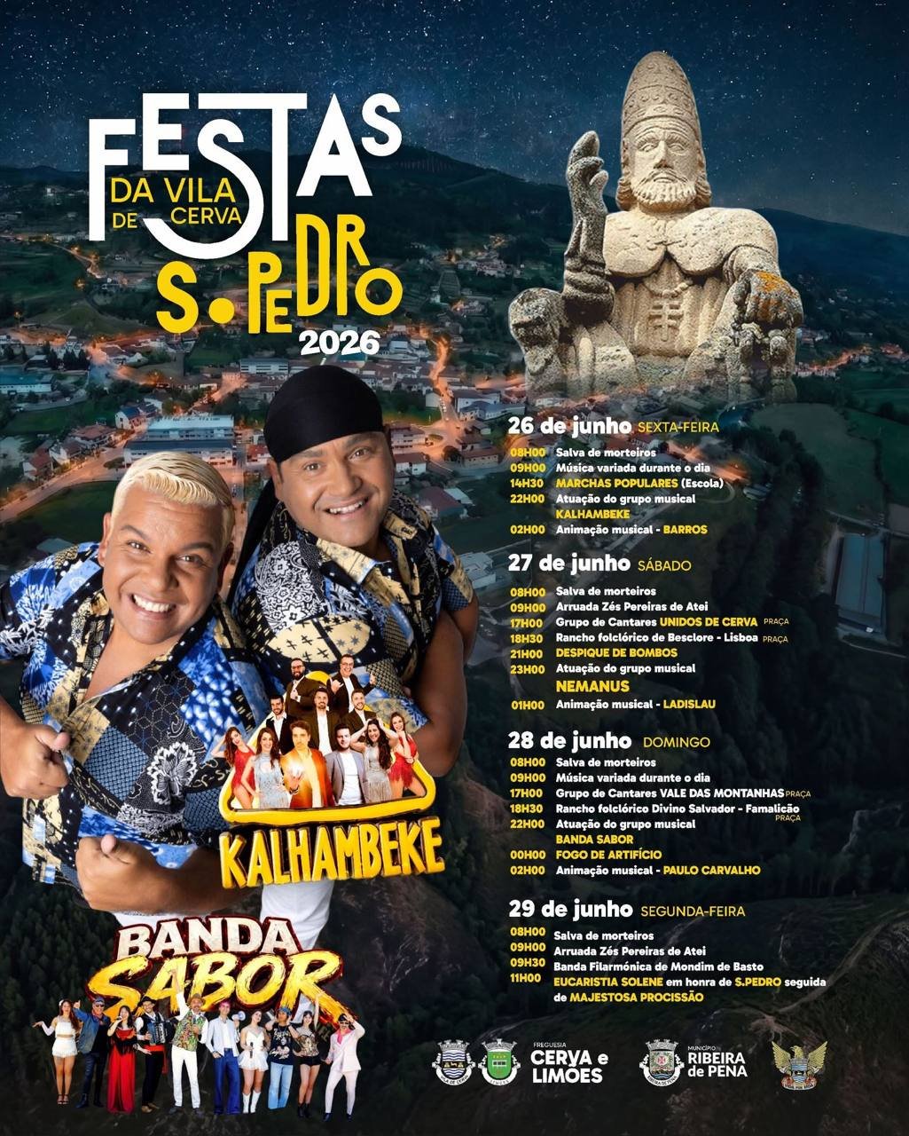 Cartaz Festas de São Pedro 2026 - Cerva