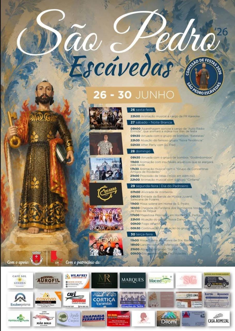 Cartaz Festas de São Pedro 2026 - Escávedas
