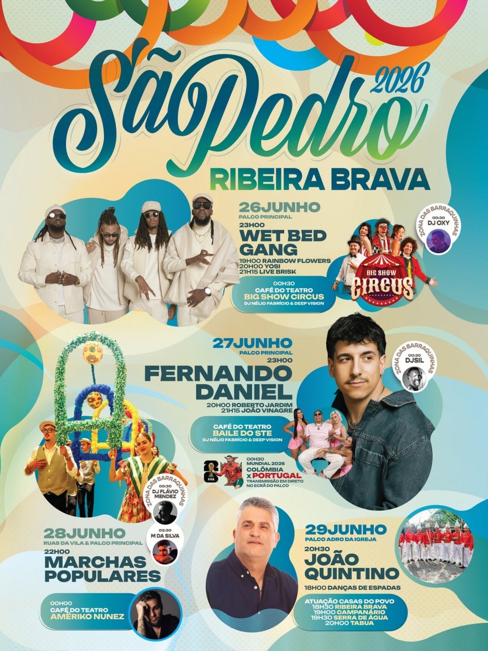 Cartaz Festas de São Pedro 2026 - Ribeira Brava