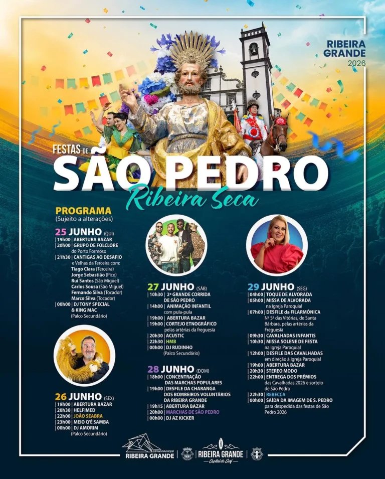 Cartaz Festas de São Pedro 2026 - Ribeira Seca