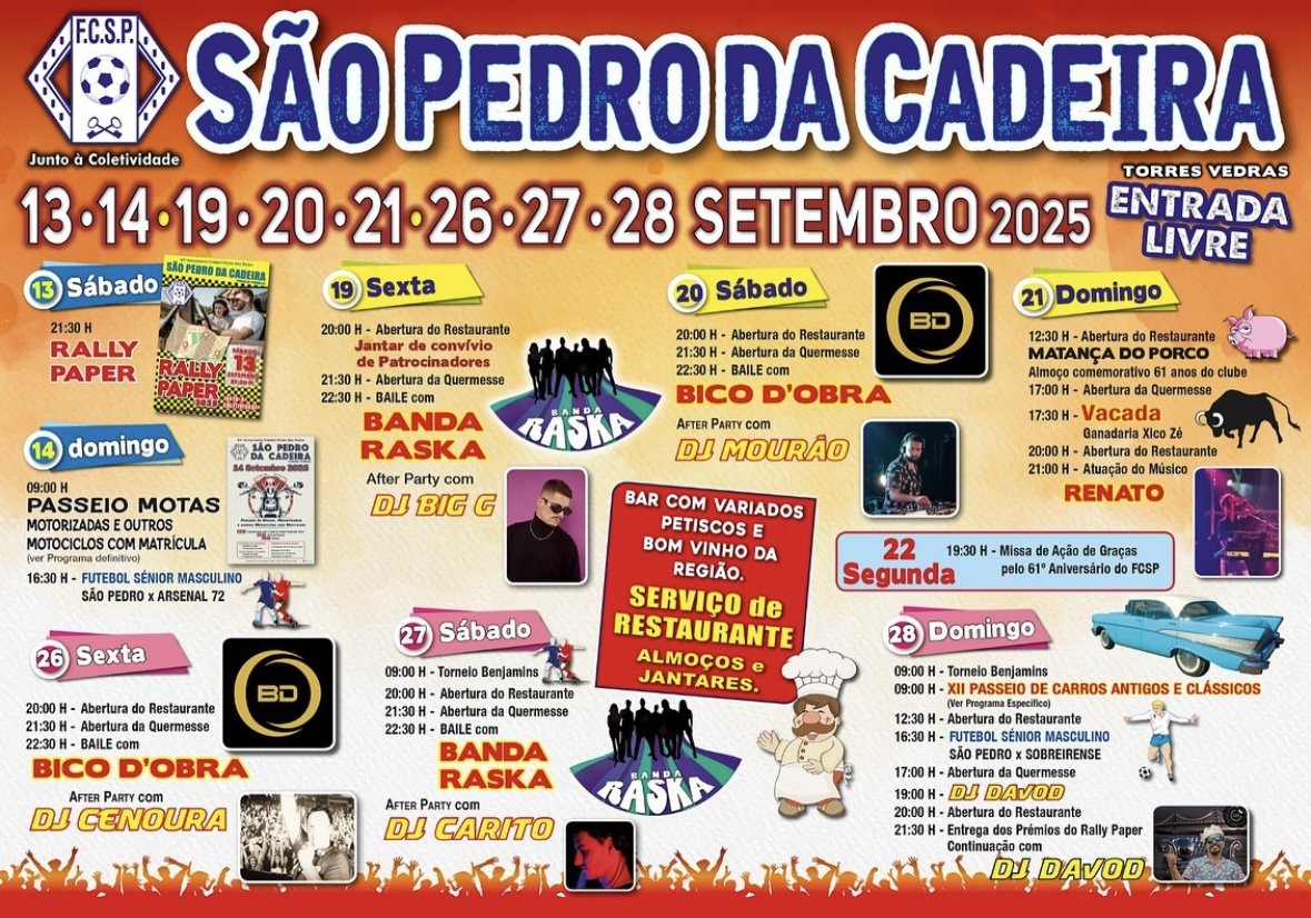 Cartaz Festas de São Pedro da Cadeira 2025 - Torres Vedras