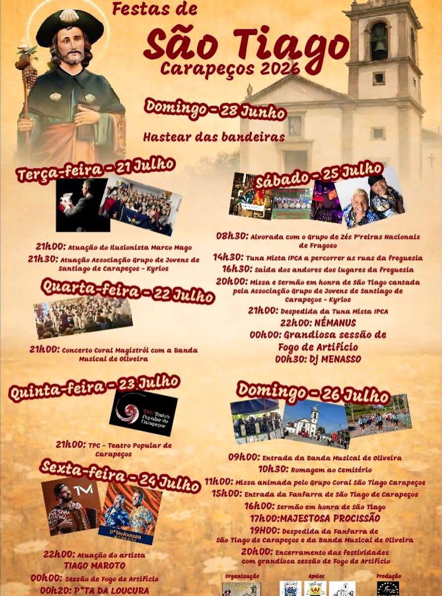 Cartaz Festas de São Tiago 2026 - Carapeços