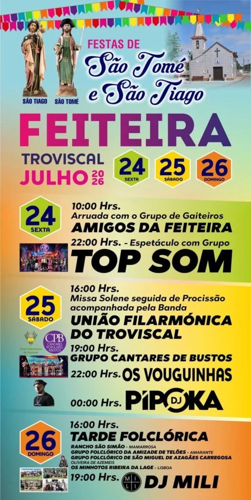 Cartaz Festas de São Tomé e São Tiago 2026 - Feiteira