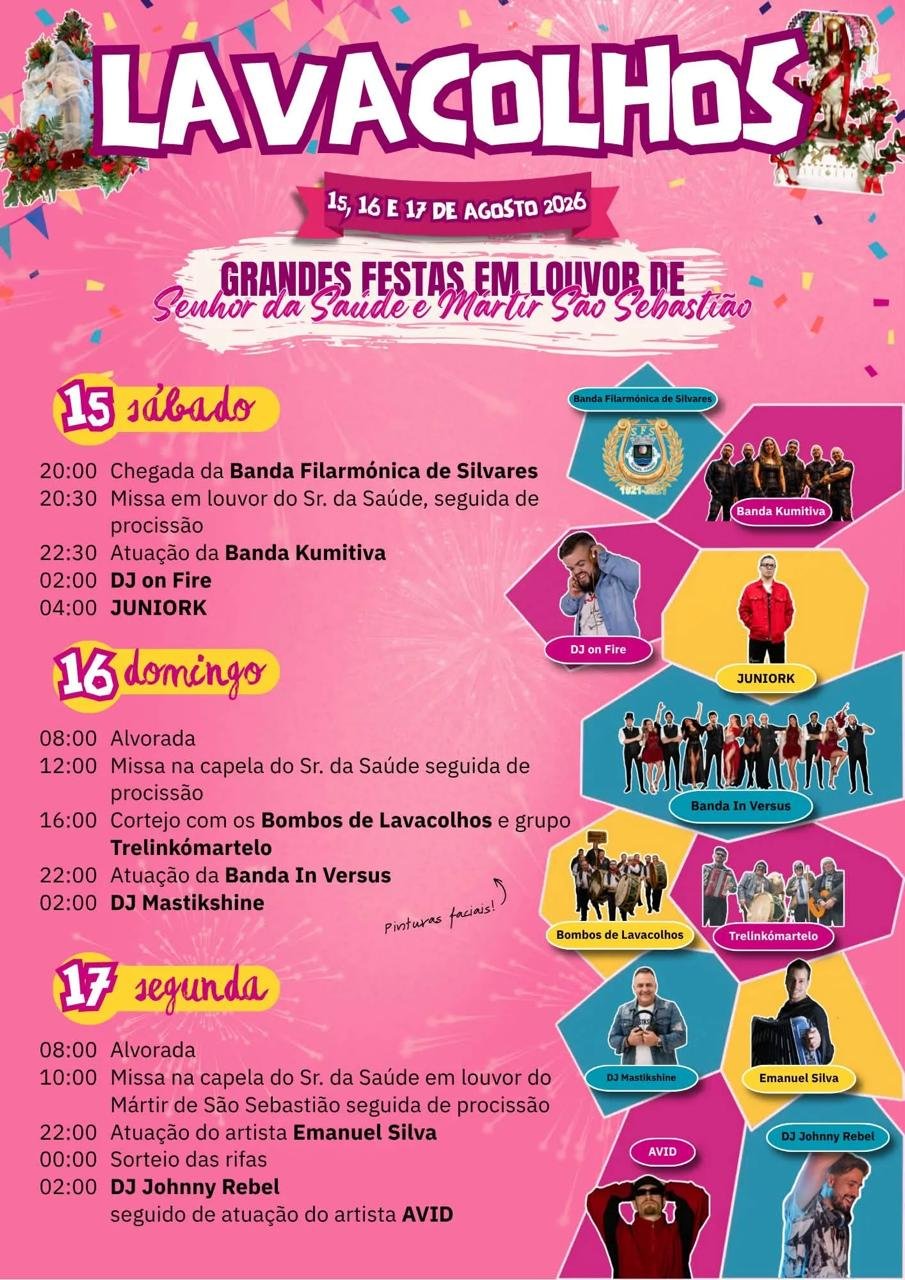 Cartaz Festas de Senhor da Saúde e Mártir São Sebastião 2026 - Lavacolhos