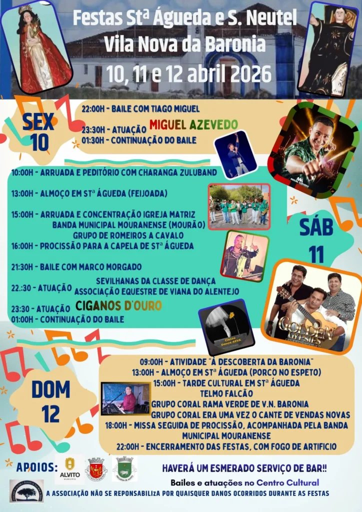 Cartaz Festas de Stª Águeda e S. Neutel 2026 - Vila Nova da Baronia