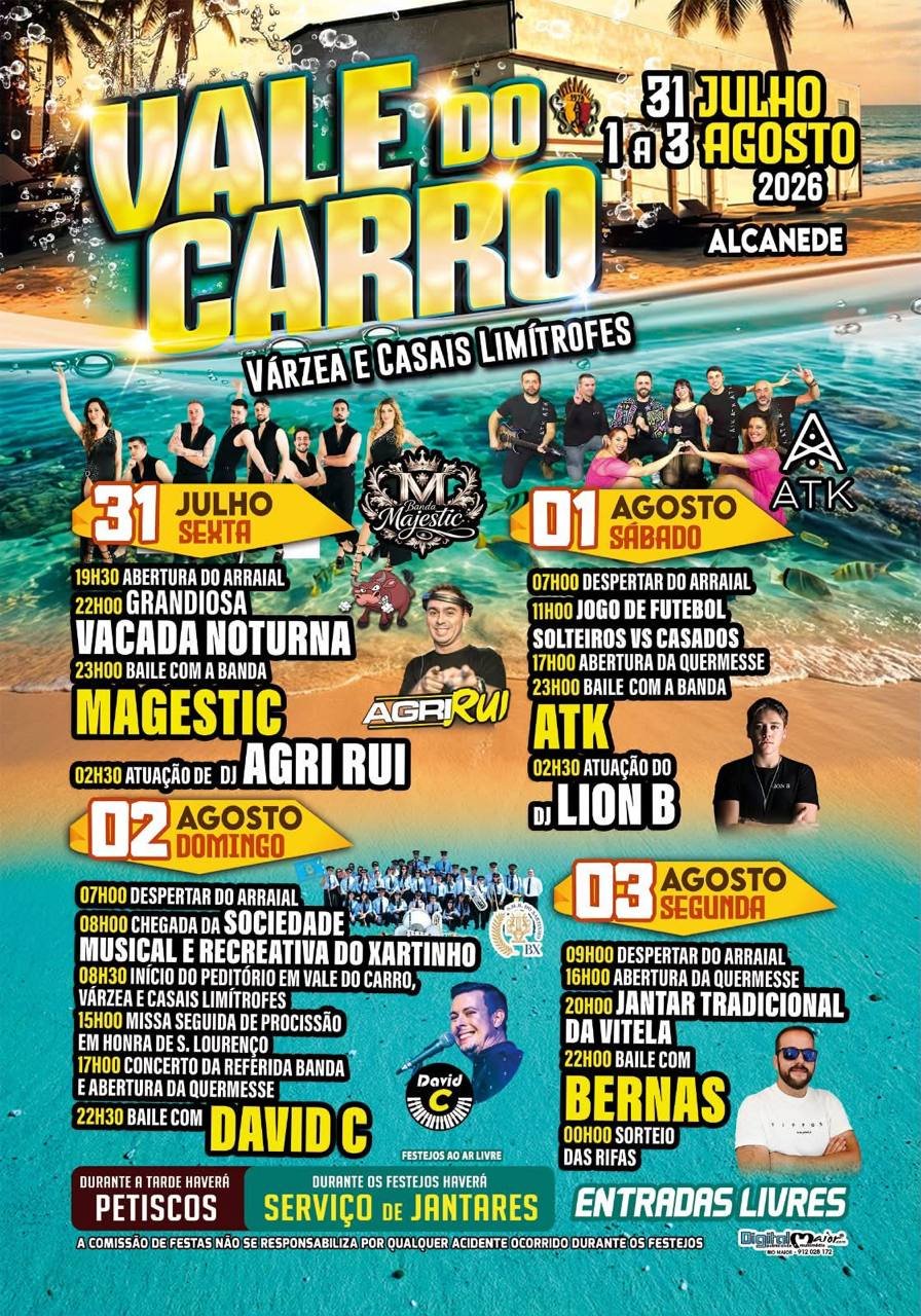 Cartaz Festas de Vale do Carro 2026 - Alcanece