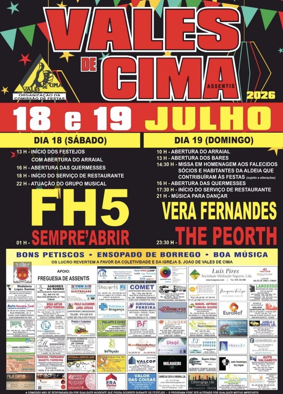 Cartaz Festas de Vales de Cima 2026 - Assentis