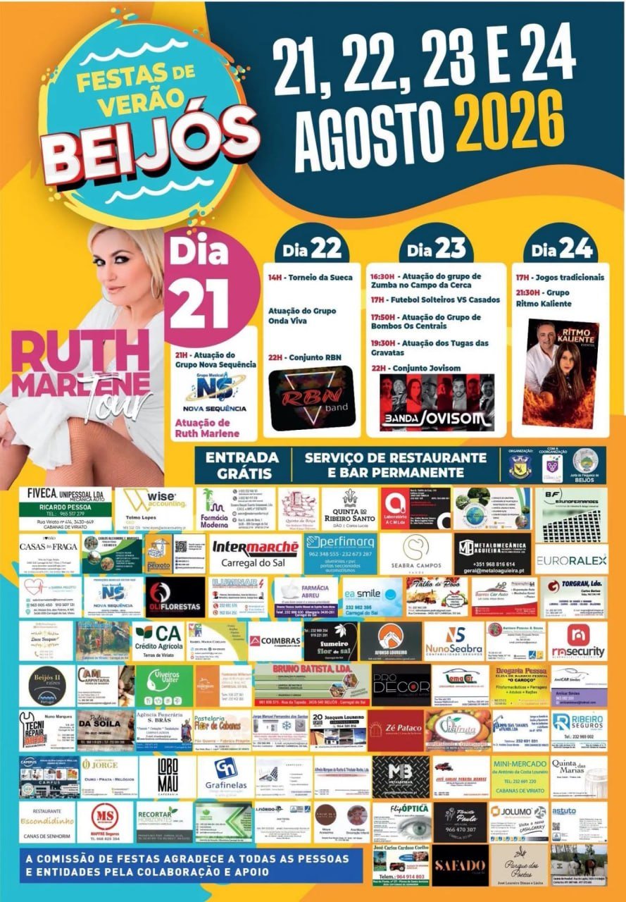 Cartaz Festas de Verão 2026 - Beijós