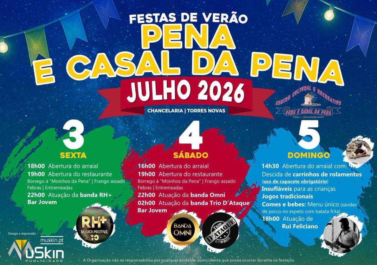 Cartaz Festas de Verão 2026 - Pena e Casal da Pena