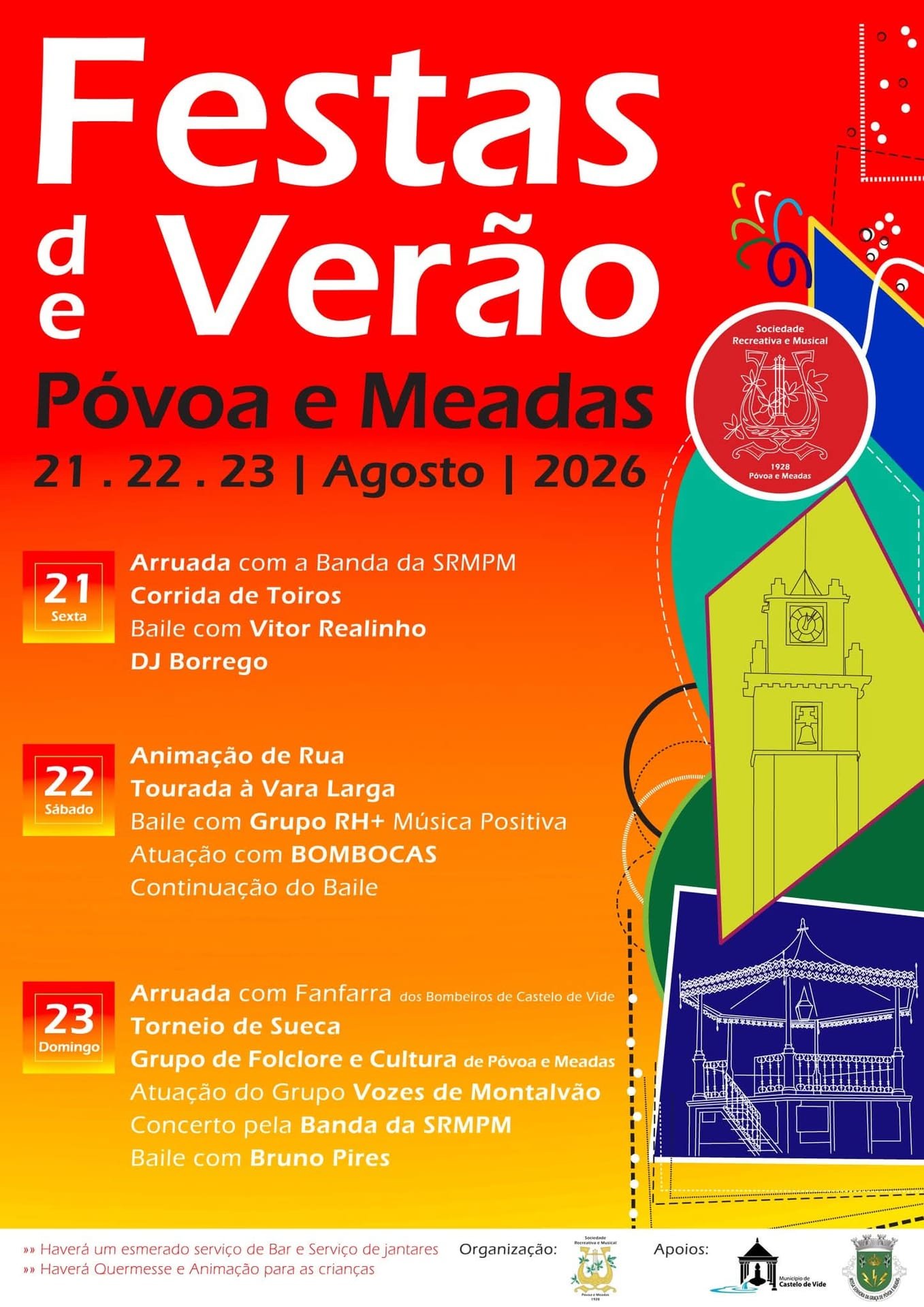 Cartaz Festas de Verão 2026 - Póvoa e Meadas