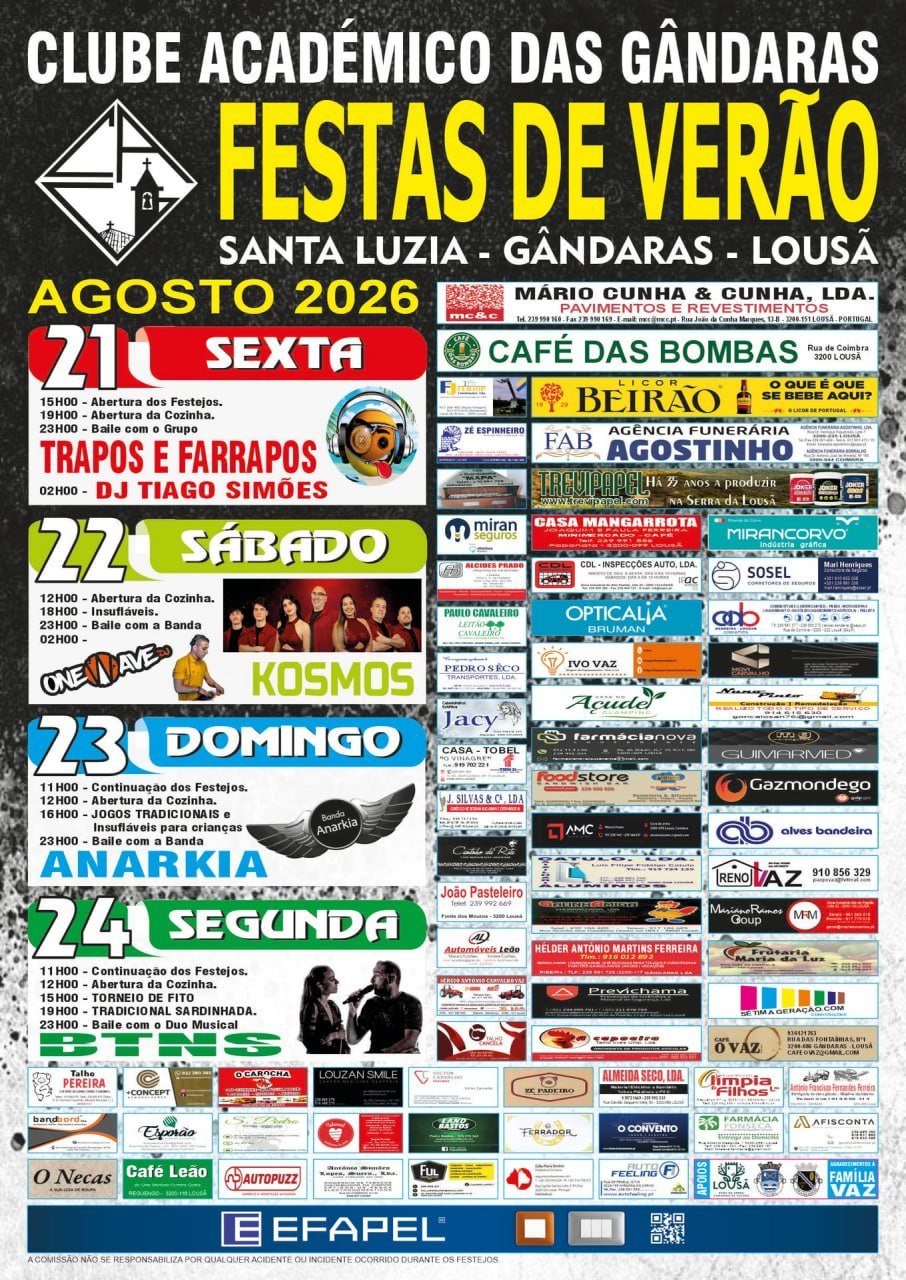 Cartaz Festas de Verão 2026 - Santa Luzia