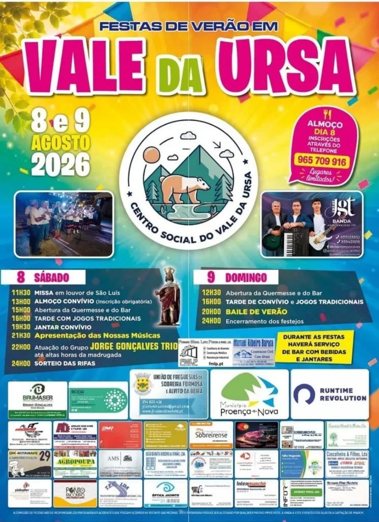 Cartaz Festas de Verão 2026 - Vale da Ursa