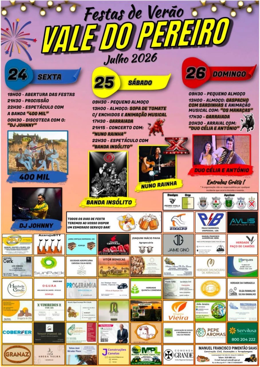 Cartaz Festas de Verão 2026 - Vale do Pereiro