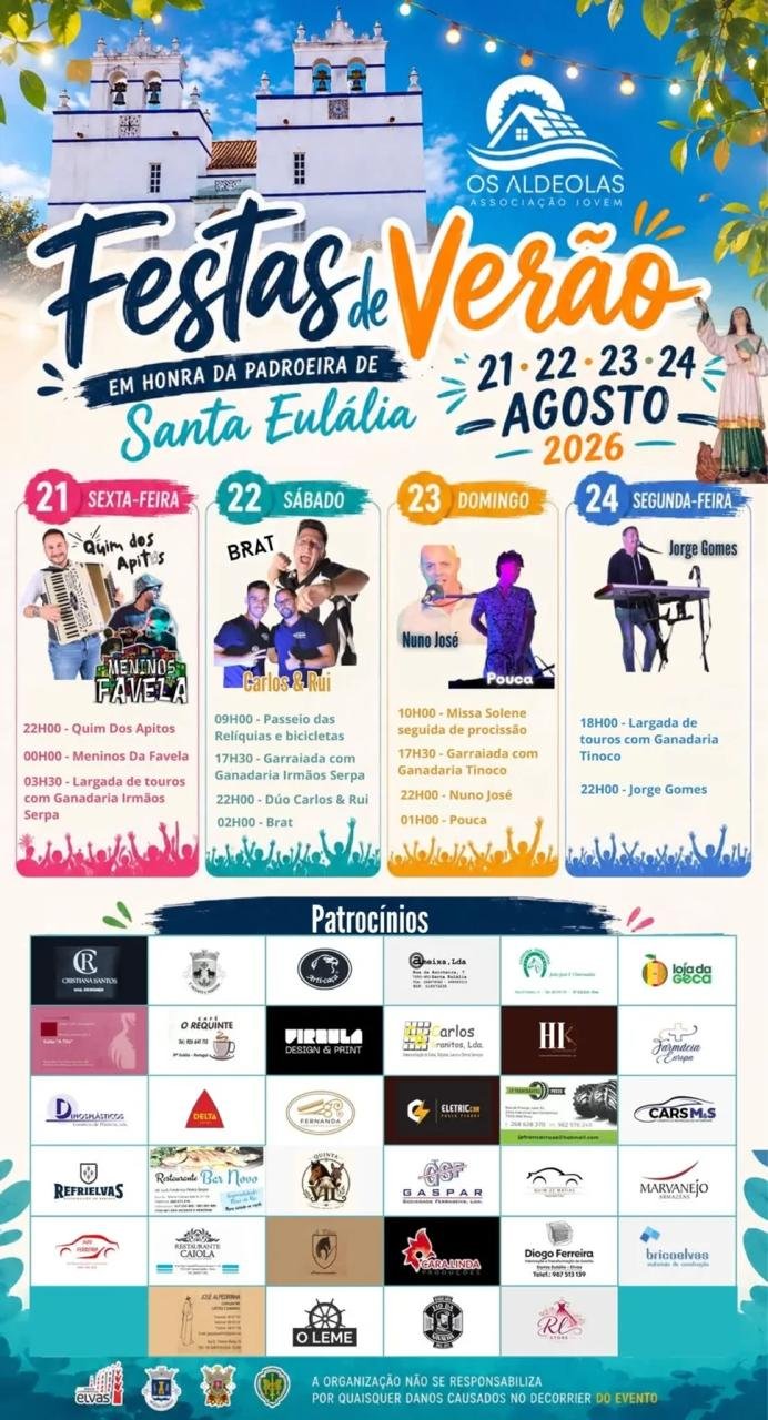 Cartaz Festas de Verão em honra da Padroeira de Santa Eulália 2026 - Santa Eulália