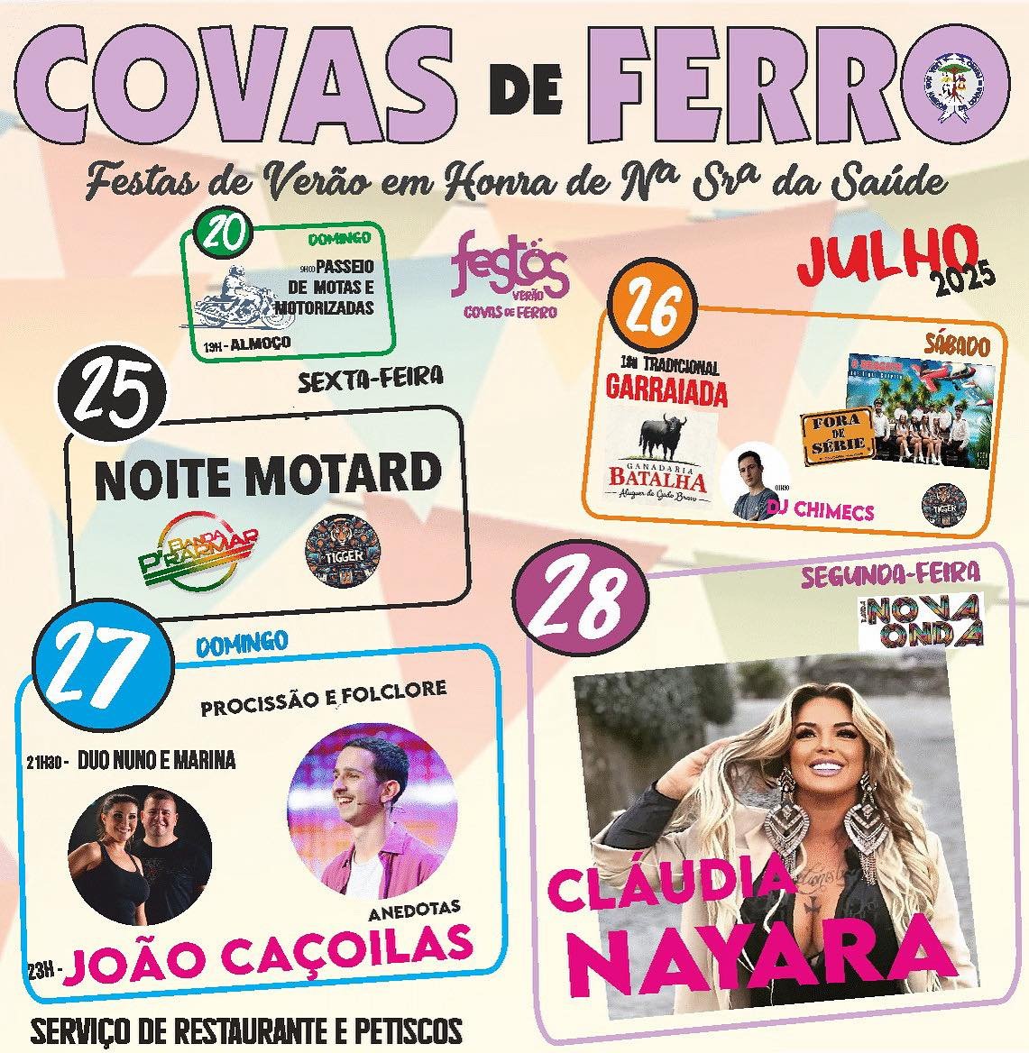 Cartaz Festas de Verão em Honra de Nossa Senhora da Saúde 2025 - Covas de Ferro