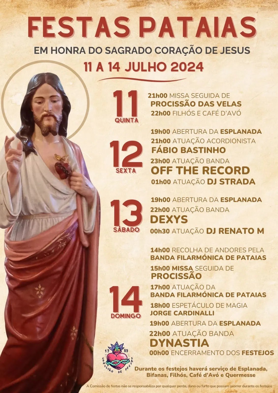 Cartaz Festas do Coração de Jesus 2024 - Pataias